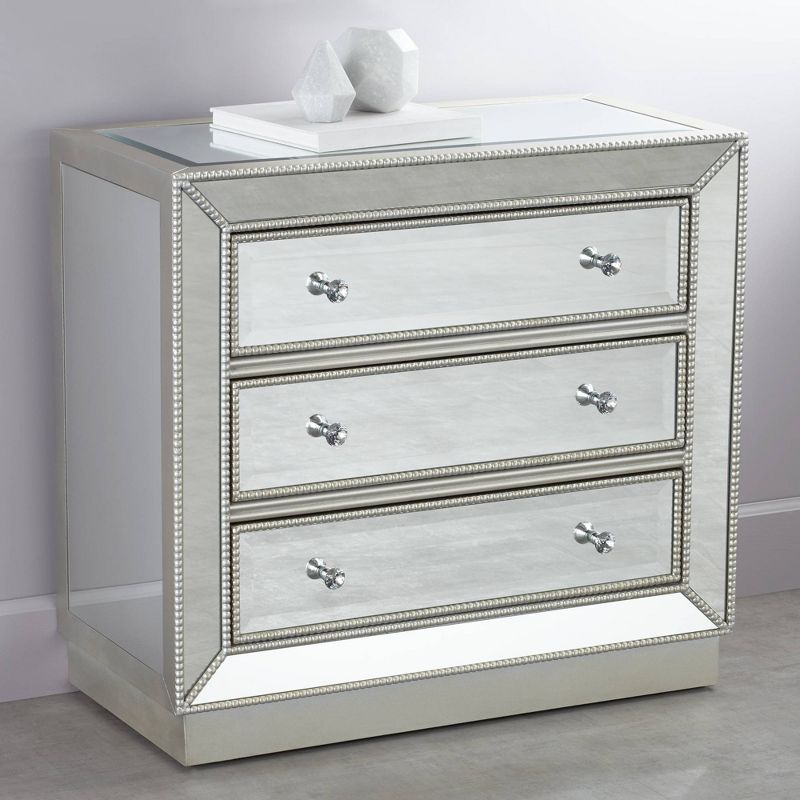 Coast to Coast Trevi 32" Wide 3-Drawer Silver Mirrored Accent Chest