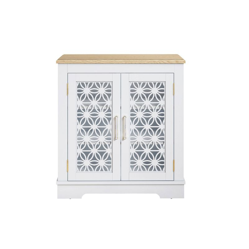 30" Storage Sideboard Buffet Cabinet White - Home Essentials: Rustic Bohemian Style, Adjustable Shelves, Tempered Glass Doors
