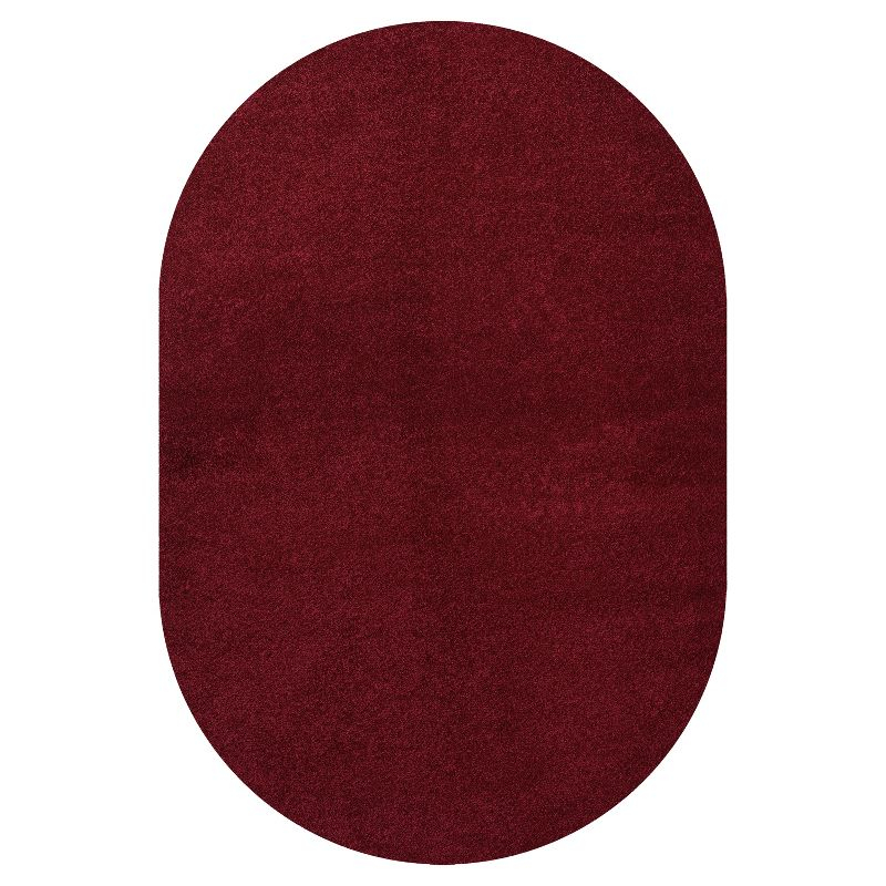3'x5'Oval  Haze Solid Low-Pile, Dark Red - JONATHAN Y