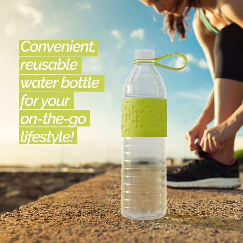 Copco Hydra Sports Water Bottle 20 Ounce Non Slip Sleeve BPA Free Tritan Plastic Reusable - Green 2510-2193