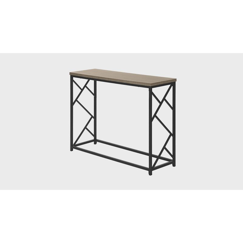 Monarch Specialties Accent Table Console Entryway Narrow Sofa Living Room Bedroom Brown Laminate Black Metal Contemporary Modern