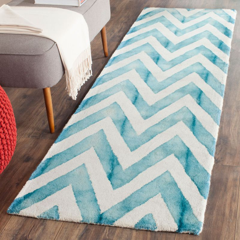 Dip Dye DDY715 Hand Tufted Runner Rug - Ivory/Turquoise - 2'3"x6' - Safavieh.