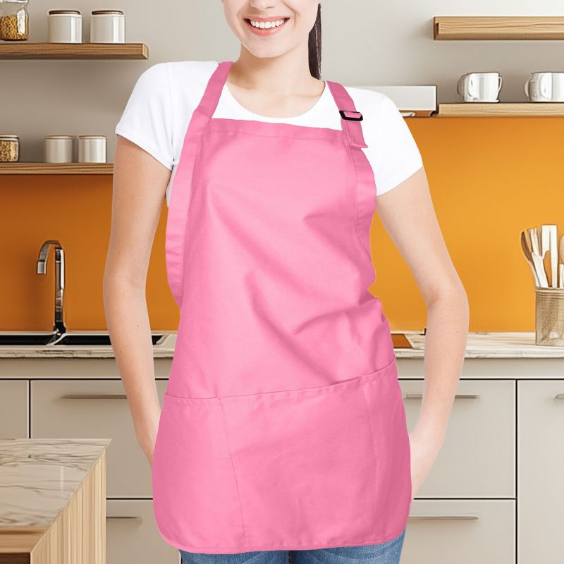 Dalix Waist Aprons Commercial Restaurant Home Bib Spun Poly Cotton Kitchen (3 Pockets) in Purple