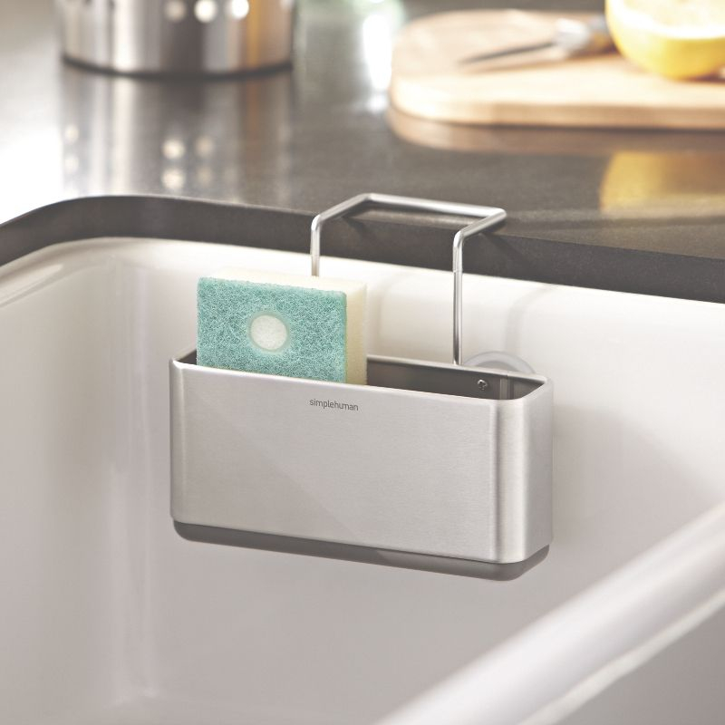 simplehuman Slim Sink Caddy Sponge Holder, Brushed Stainless Steel
