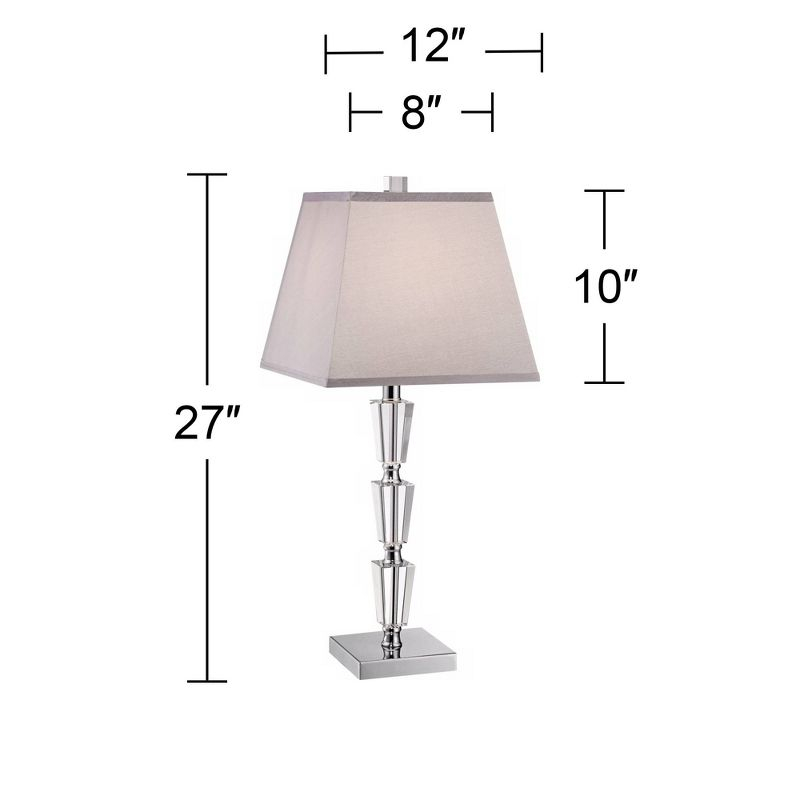 Vienna Full Spectrum Deco Collection 27" Tall Modern Table Lamp Chrome Finish Metal Stacked Crystal Single Living Room Bedroom Bedside Nightstand