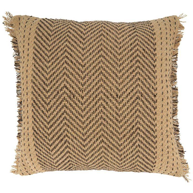 22"x22" Cotton Kantha Stitch Square Pillow Cover with Fringe: Saro Lifestyle