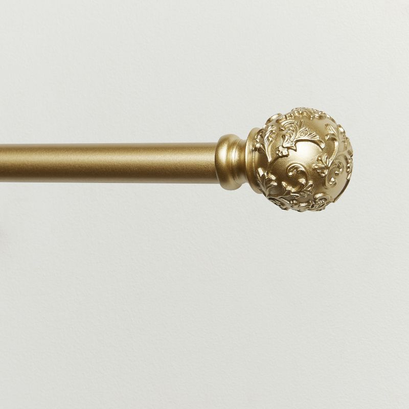 EXCLUSIVE HOME Vine 1" Curtain Rod and Finial Set, Gold, Adjustable 66"-120"