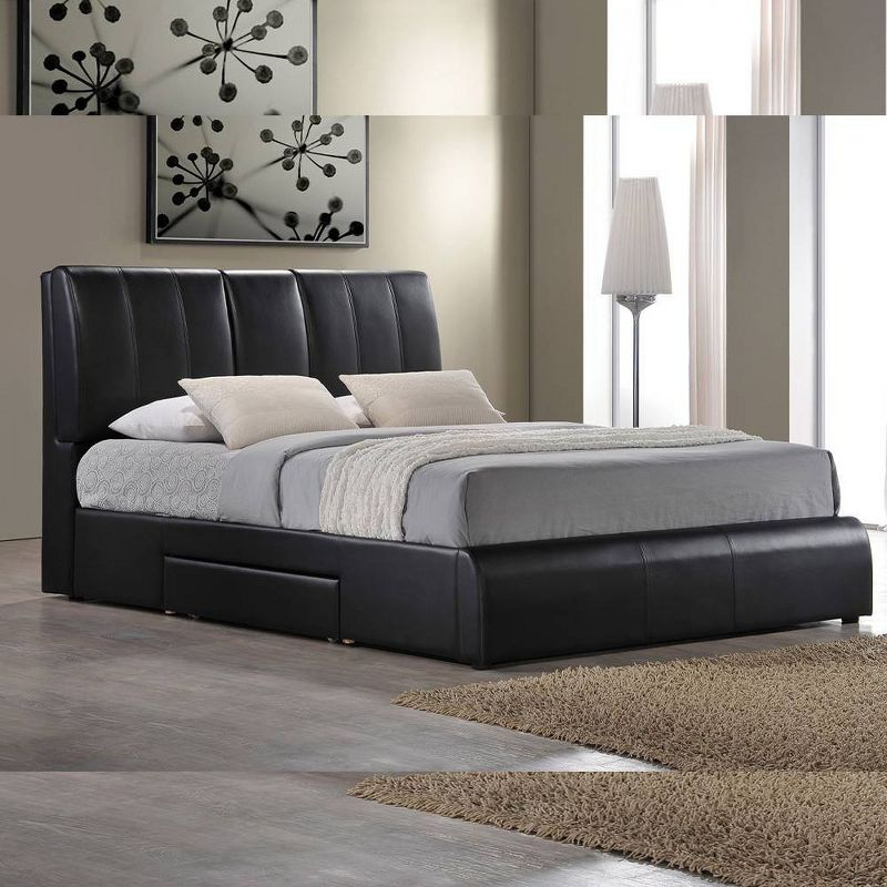 Acme Furniture King Kofi Bed Black Synthetic Leather