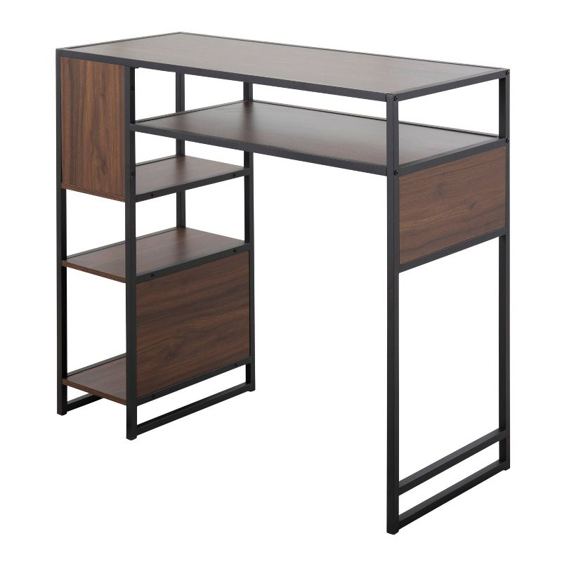 43" Display Rectangle Wood Bar Height Table Walnut/Black - Lumisource: Steel Frame, Multi-Use, 4 Shelves