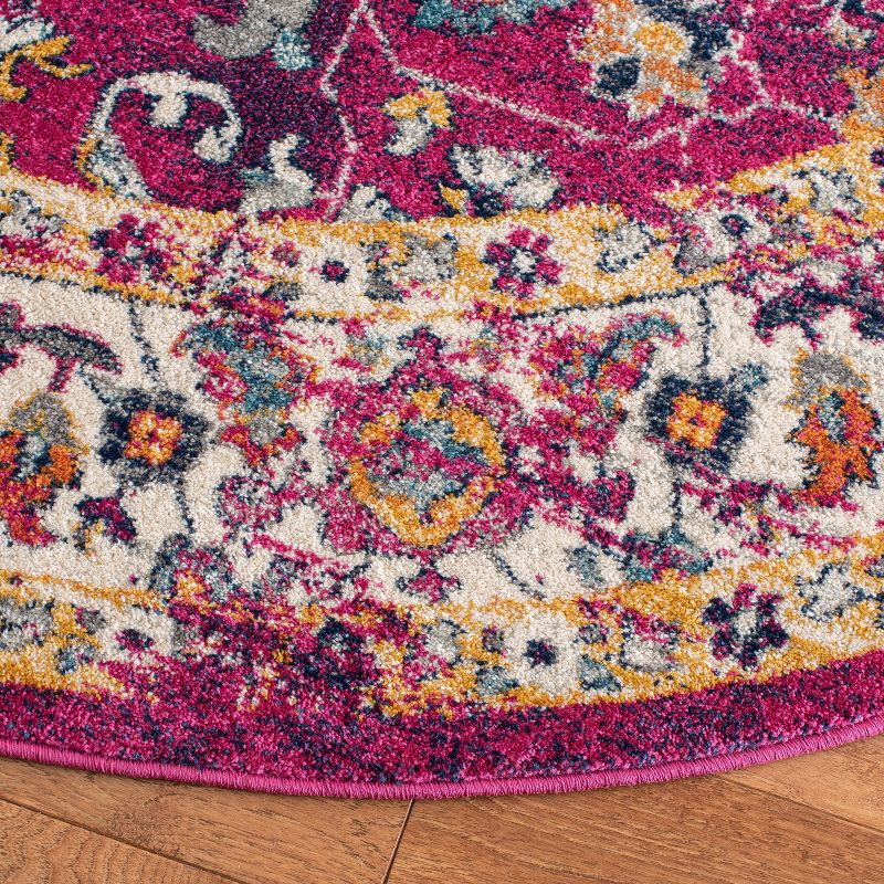 Evoke EVK275 Power Loomed Indoor Area Rug - Fuchsia/Ivory - 6'7" Round - Safavieh