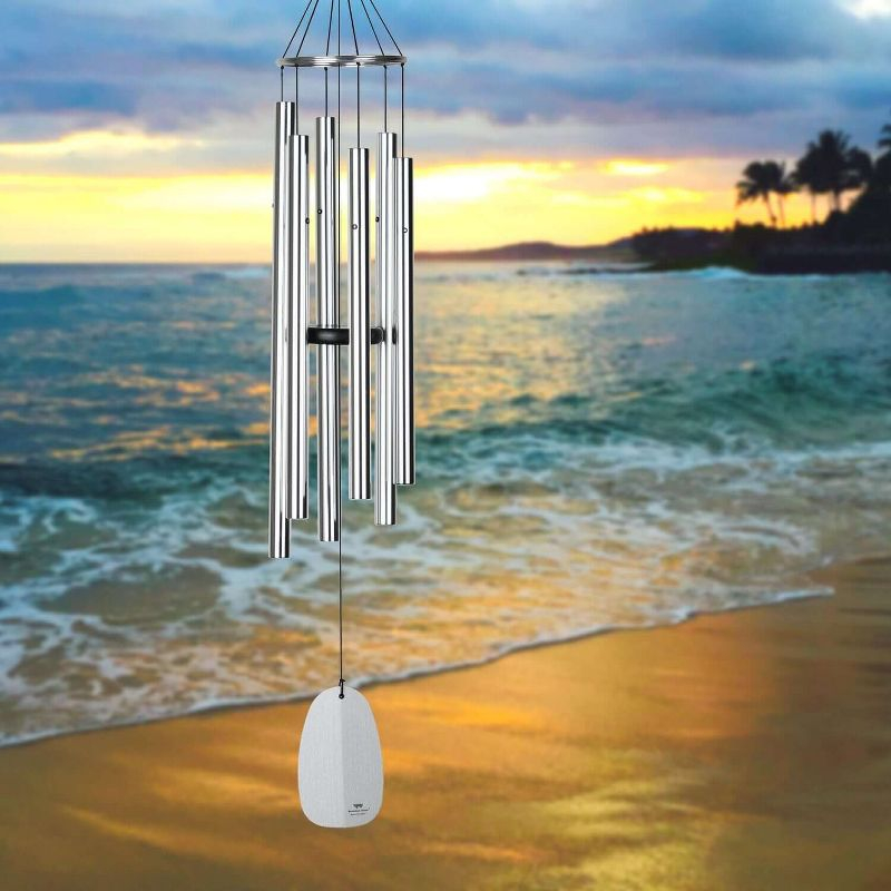 Woodstock Windchimes Bells of Paradise Silver 44", Wind Chimes For Outside, Wind Chimes For Garden, Patio, and Outdoor Decor, 44"L