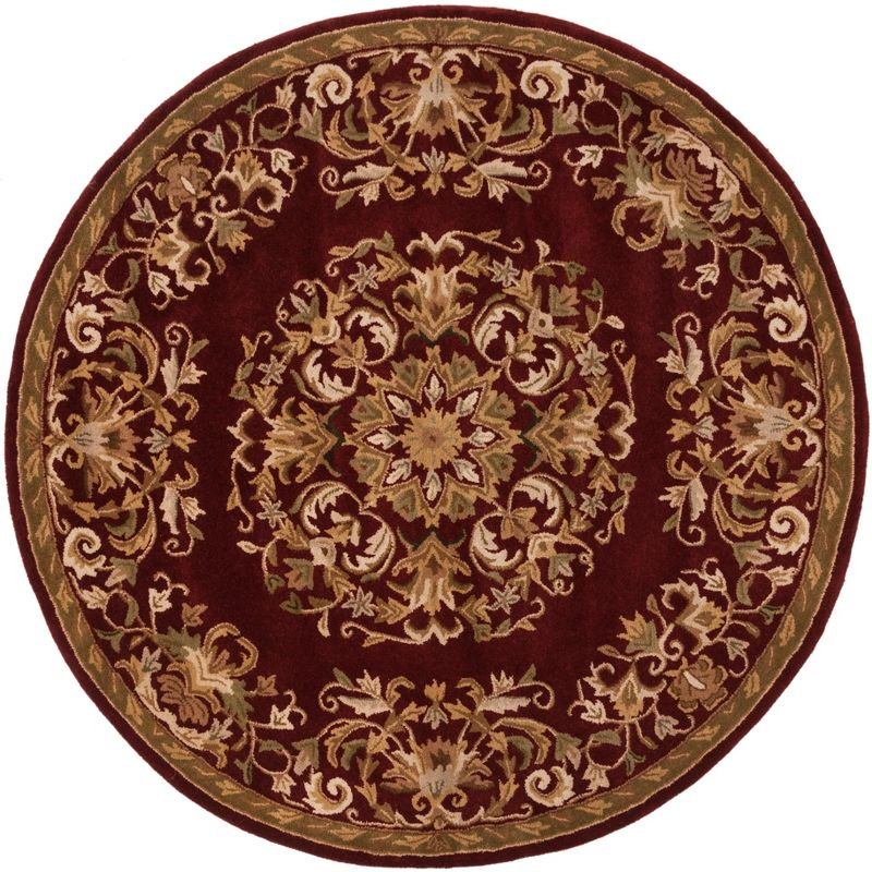 Heritage HG640 Handmade Area Rug - 6' Round - Red - Safavieh