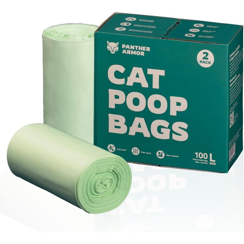 Panther Armor Strong Leakproof Dog Poop Bags - Reliable Poop Bags and Dog Bags Poop Collection Essentials, Large, Green, 200 pc