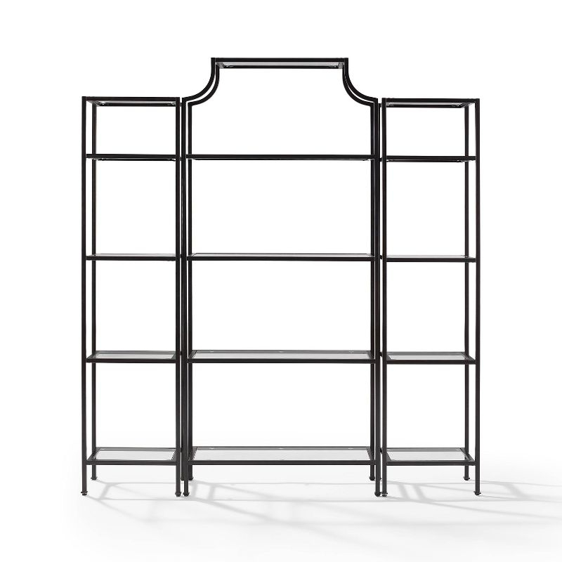 80.5" 3pc Aimee Narrow Etagere Set Oil Rubbed Bronze - Crosley: Tempered Glass Display, Steel Frame, Fixed Shelves
