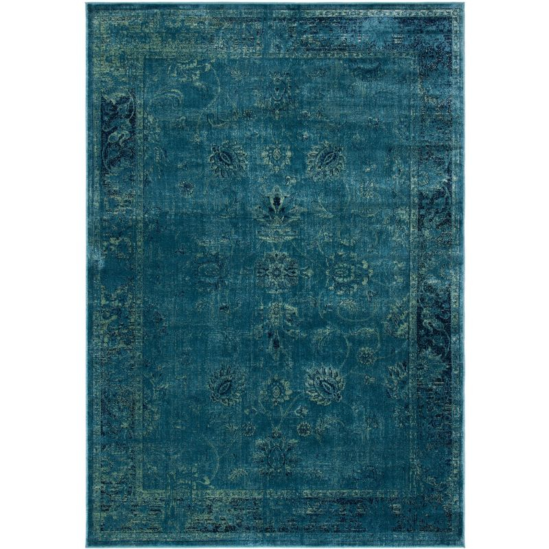 Vintage VTG117 Power Loomed Indoor Skid-Resistant Area Rug - Turquoise/Multi - 6'7"x9'2" - Safavieh