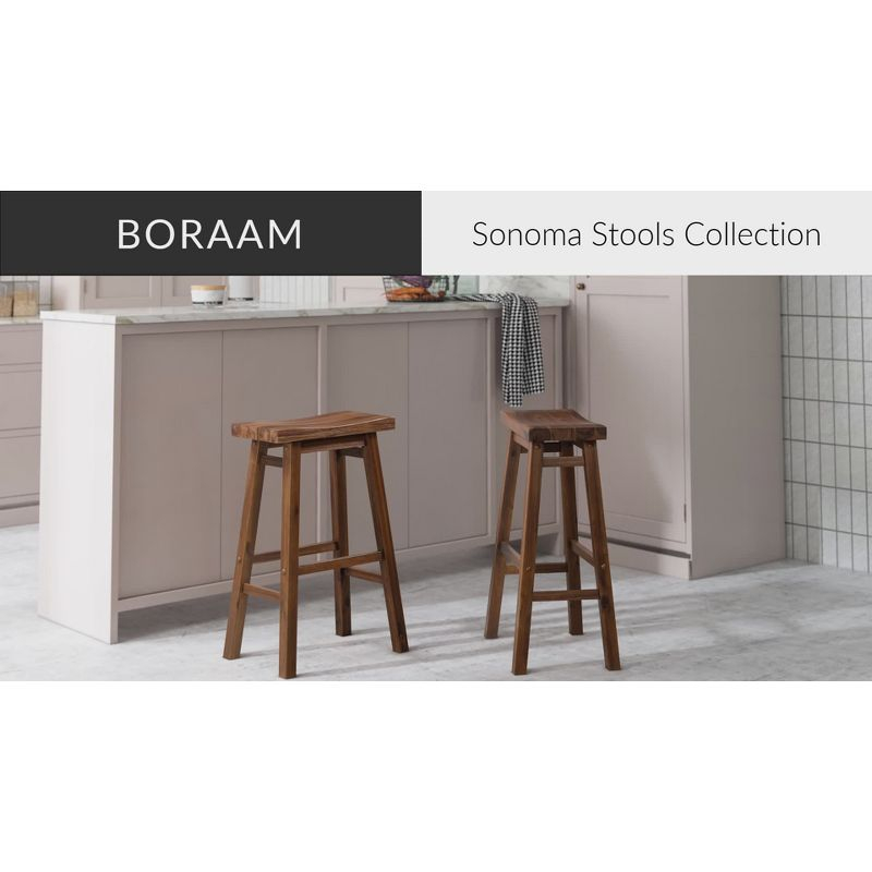 Set of 2 29" Sonoma Wire-Brush Saddle Barstools Barnwood - Boraam: Solid Acacia, Footrest