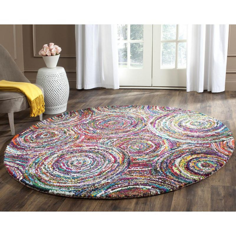 Nantucket NAN514 Hand Tufted Indoor Area Rug - Multi - 4' Round - Safavieh.