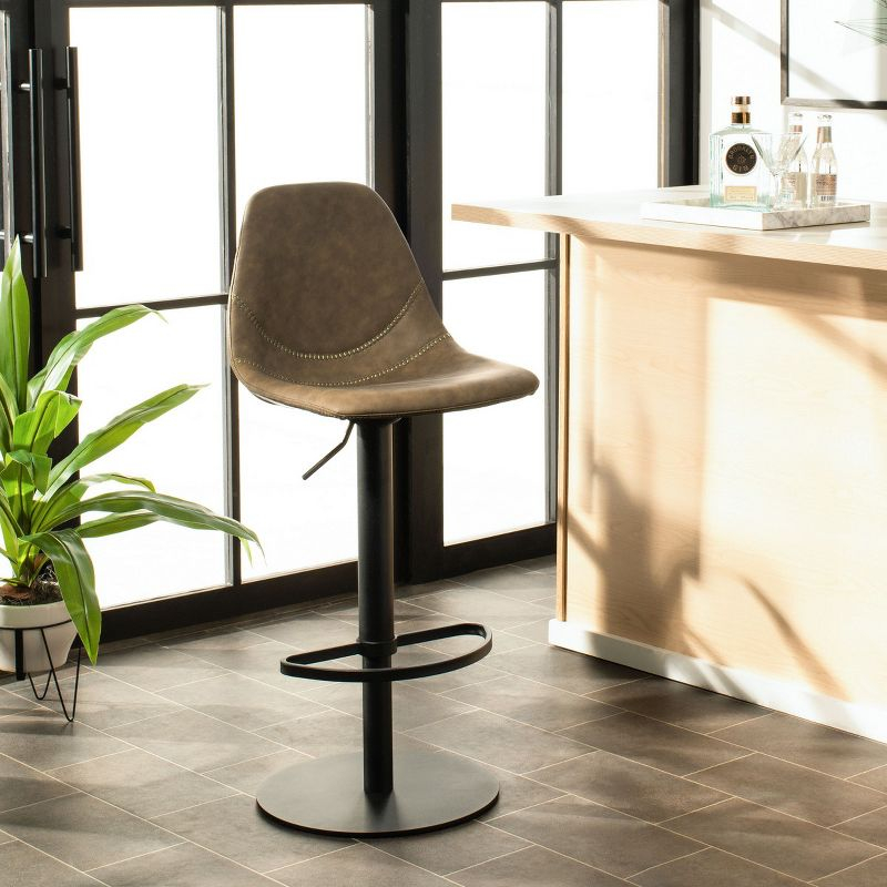 Sky Adjustable Swivel Barstool - BST3003 - Olive/Black - Safavieh