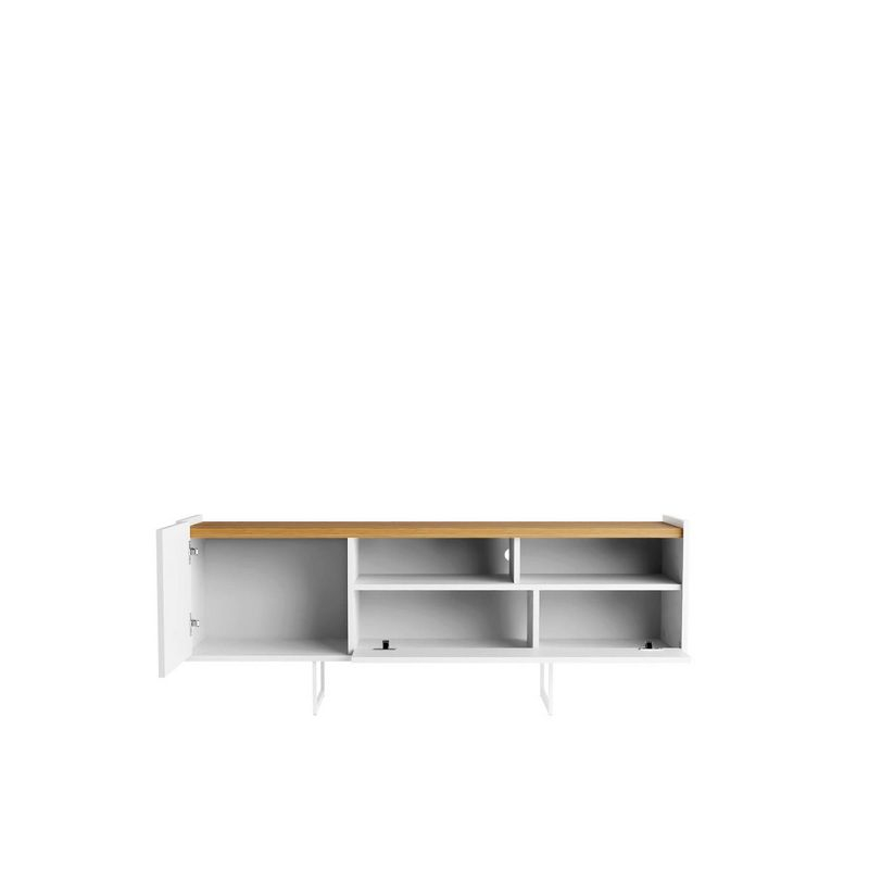 Winston TV Stand for TVs up to 50" White/Cinnamon - Manhattan Comfort: Mid-Century Design, Open & Concealed Shelving