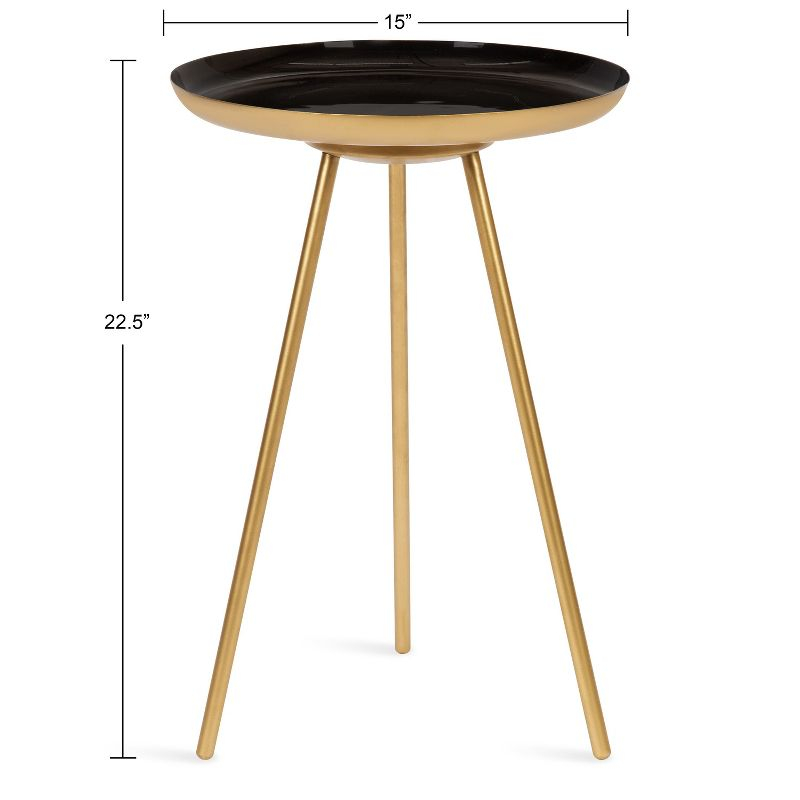 Kate and Laurel Laranya Round Metal Side Table, 15x15x22.5, Black and Gold