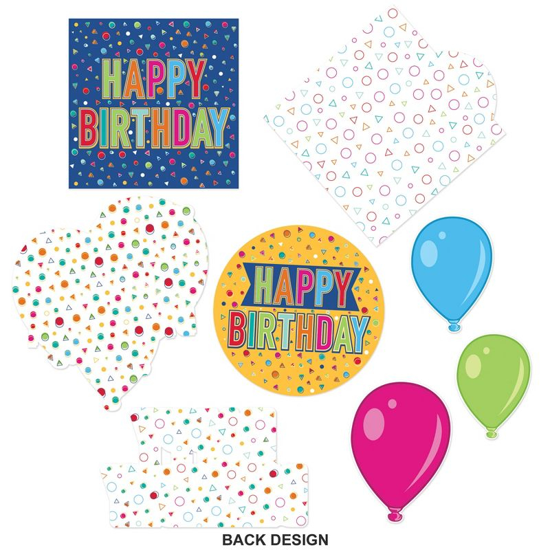 Beistle Foil Happy Birthday Cutouts, 3.75"-10.25", (16/Pkg) Multicolored