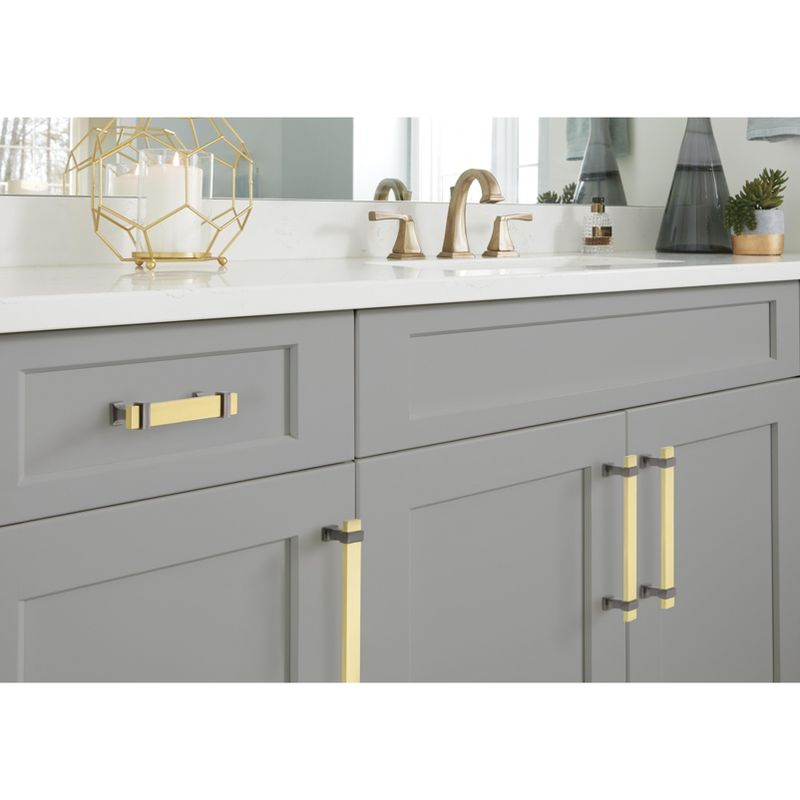Amerock Overton 3-3/4 inch (96mm) Center-to-Center Brushed Gold/Black Chrome Cabinet Pull