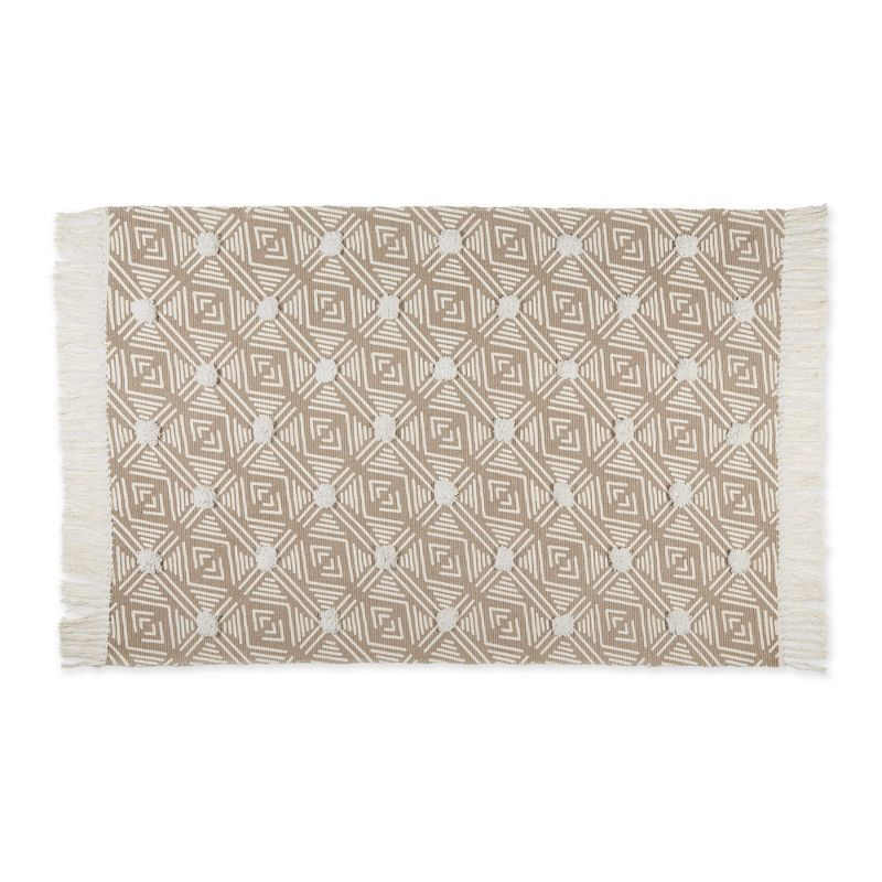 Design Imports Geometric Textured Fringe - Stone - 4 X 6 Ft