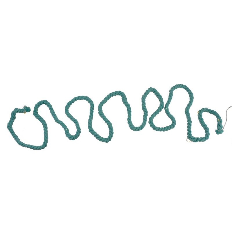 Kurt S. Adler Warm White LED Teal Cotton Rope Fairy Lights and Timer 9.8 feet