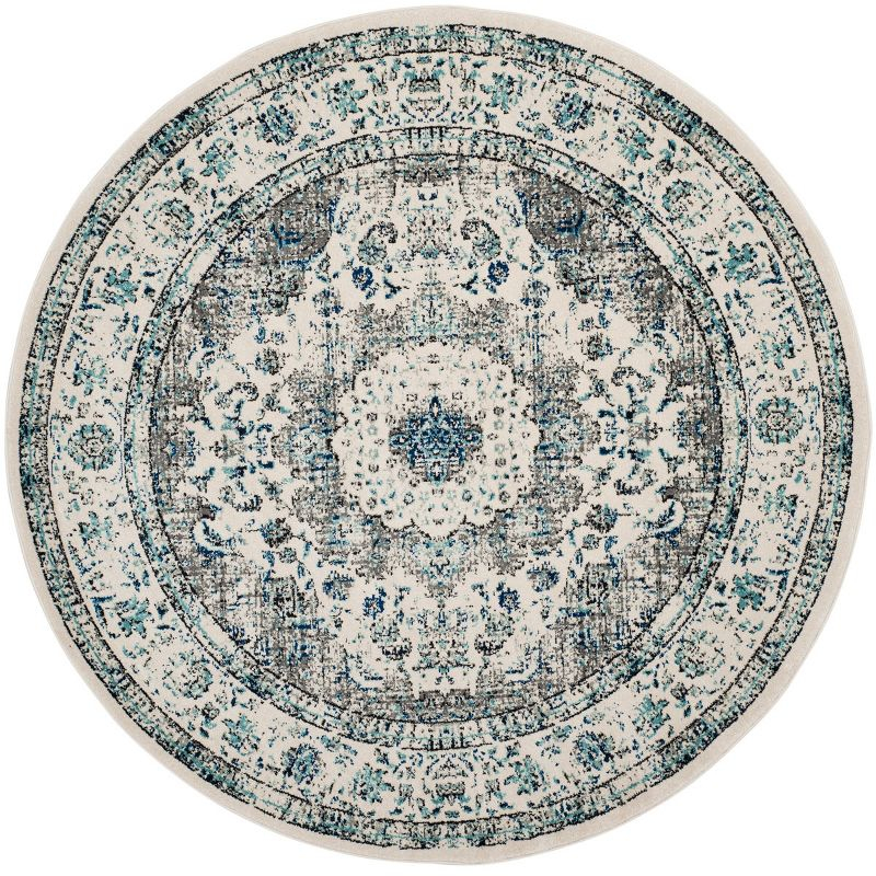 Evoke EVK220 Power Loomed Area Rug - Ivory/Grey - 6'7" Round - Safavieh.
