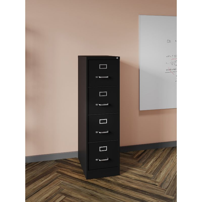 Hirsh Vertical File Cabinet 4 Drawer 22" - Black: Steel Office Filing, GreenGuard & ANSI/BIFMA Certified, No Assembly Required