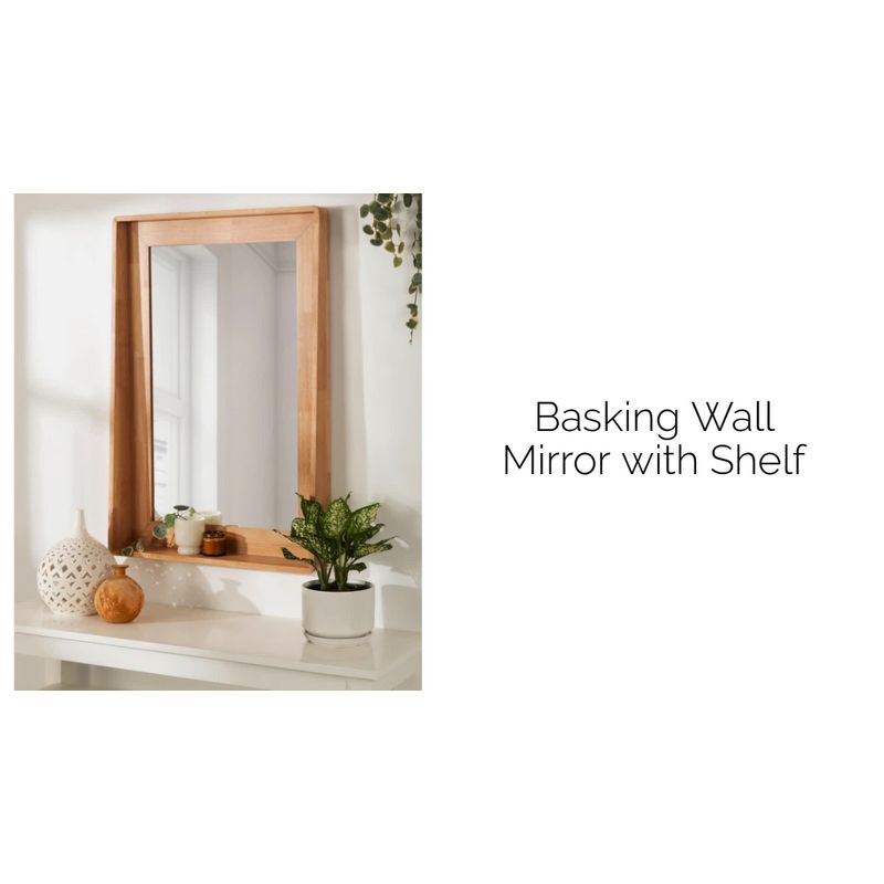 Kate & Laurel All Things Decor 24" x 36" Basking Decorative Wall Mirror with Shelf Natural: Scandinavian Design, No Assembly Required