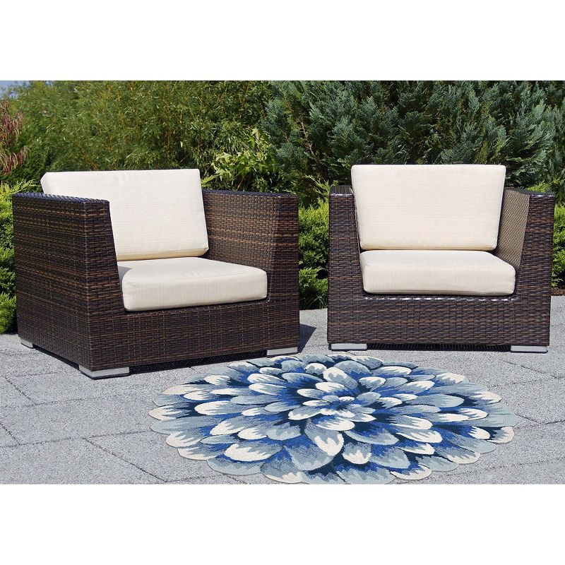 Liora Manne Frontporch Mum Indoor/Outdoor Rug Blue 3' Round