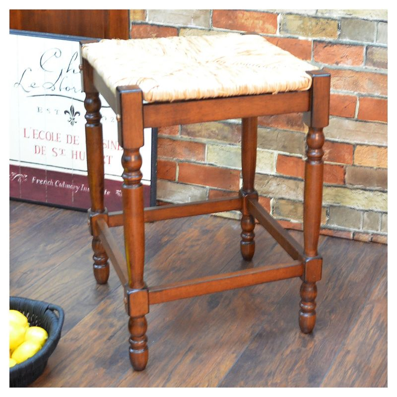 Carolina Living 24" Turner Counter Height Barstool Chestnut: Rubberwood Frame, Square Seat