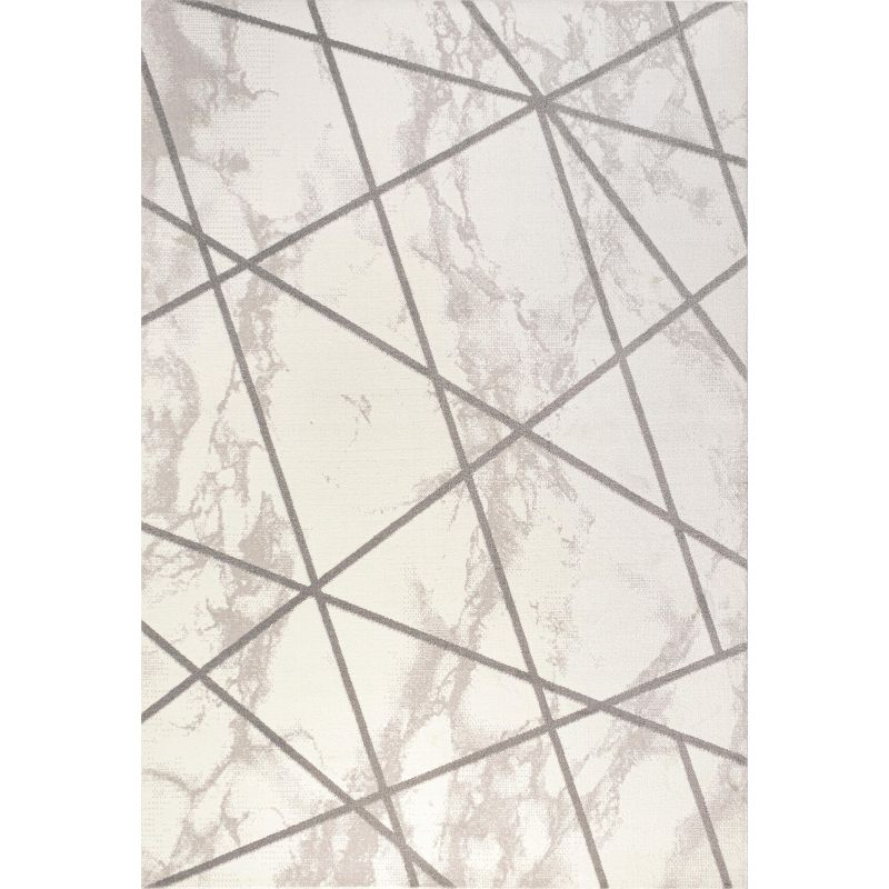 3' x 5' Patras Modern Geometric Marbled Area Rug, Ivory/Gray - JONATHAN Y