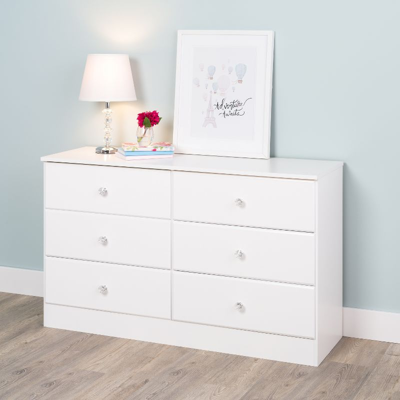 Astrid 6 Drawer Dresser White - Prepac: Laminated Wood Composite, Easy-Glide, Safety Stops
