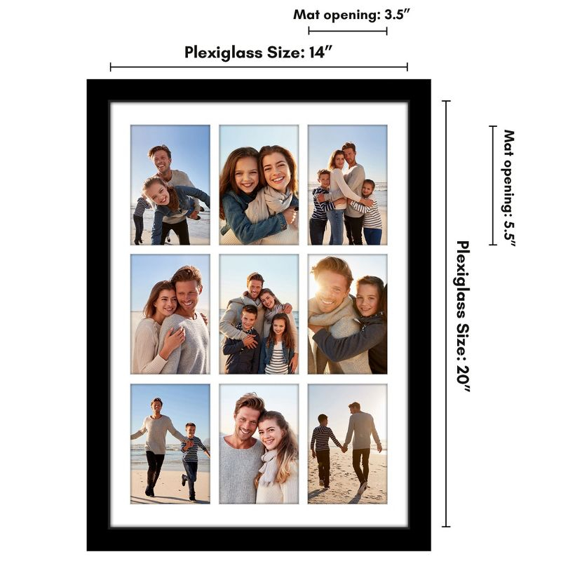 Americanflat 14x20 Collage Picture Frame - Fits Nine 4x6 Photos or One 14x20 Photo - Black