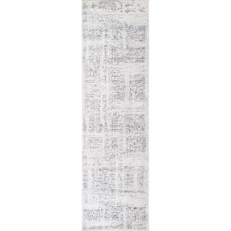 Nuloom Arlena Medallion 2x12 Runner Indoor Area Rug for Living Room Bedroom Dining Room Entryway Hallway Kitchen, Grey/Ivory