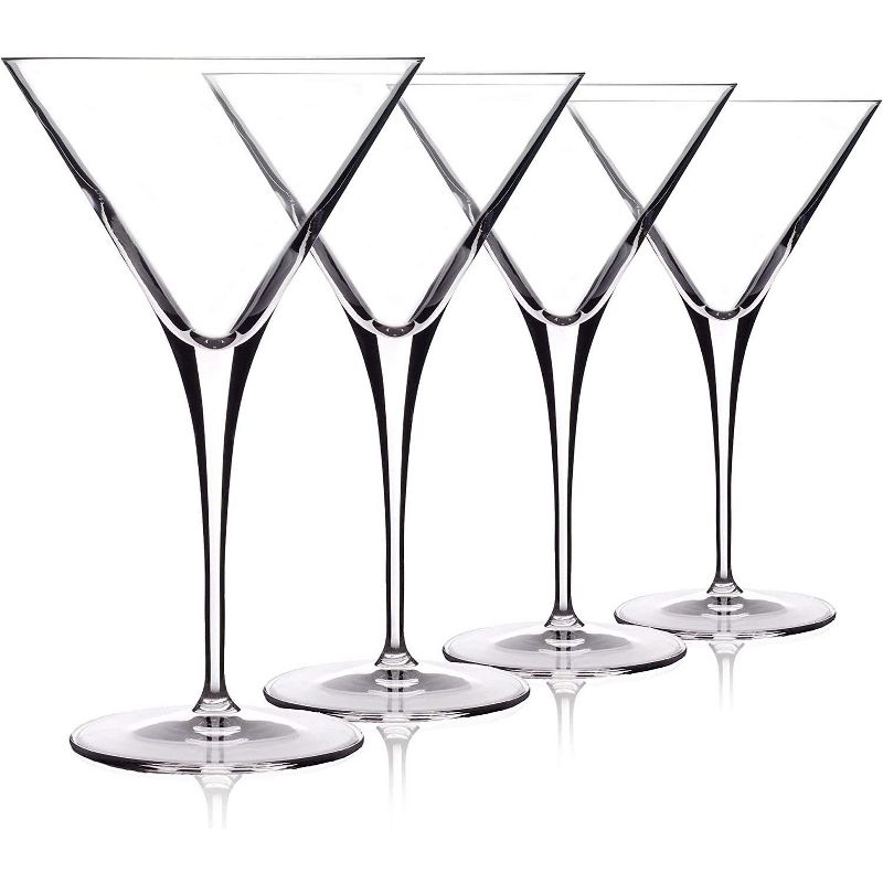 Luigi Bormioli Crescendo Martini Glasses, Set of 4 - 10 oz Lead-Free Crystal Glass with Titanium Reinforced Stems & Laser Cut Rim