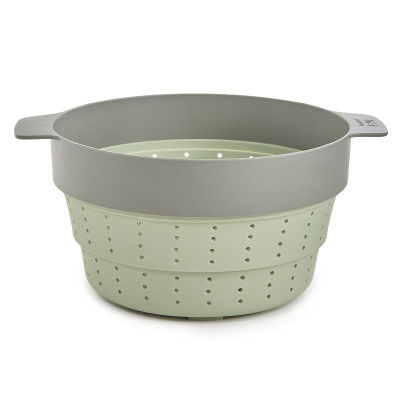 BergHOFF Balance Non-stick Silicone Collapsible Steamer Basket & Strainer 10", Recycled Material, Sage