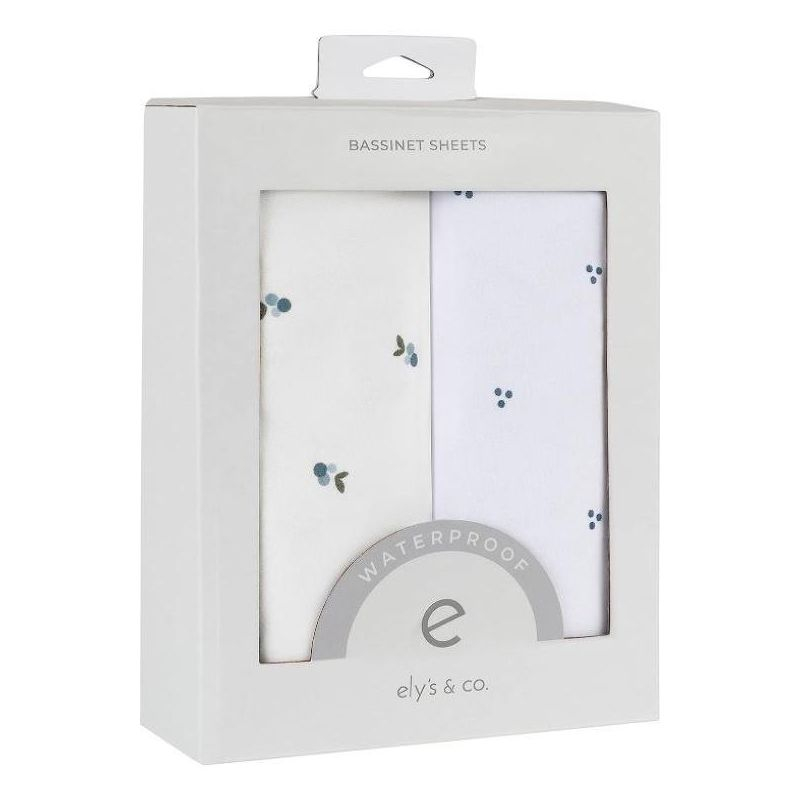 Ely's & Co. Waterproof Crib Sheets -Berry and Cluster Dot Blue 2 Pack