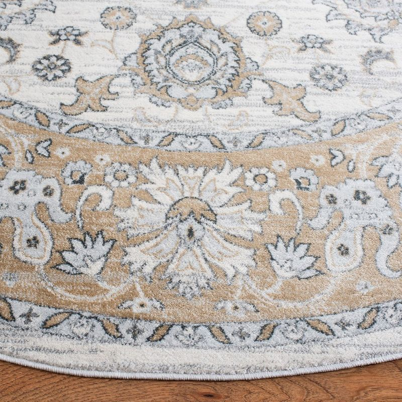 Isabella ISA940 Power Loomed Area Rug - Cream/Beige - 5'3" Round - Safavieh.