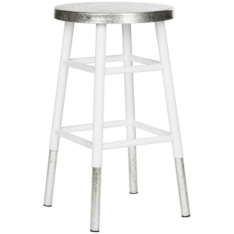 Kenzie Silver Dipped Counter Stool - FOX3211 - White/Silver - Safavieh Couture