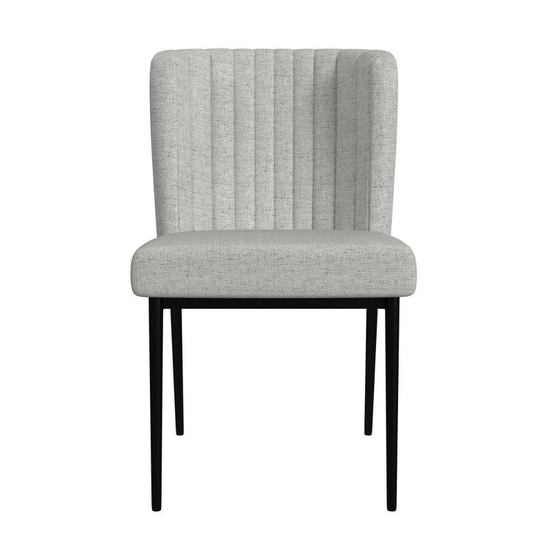 Channel Back Dining Chair with Metal Legs Light Gray - HomePop