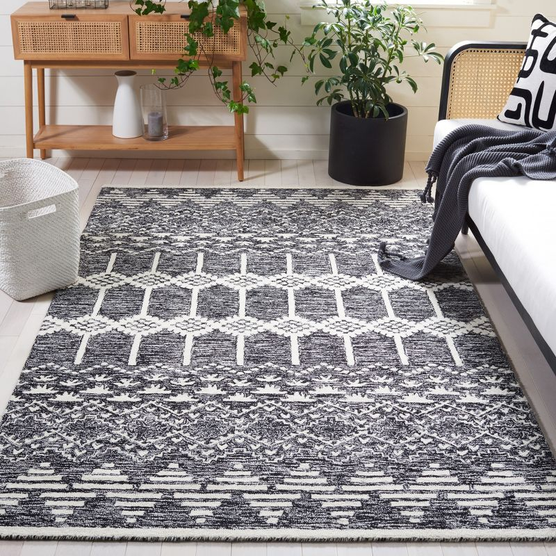 Metro MET253 Hand Tufted Area Rug - Black/Ivory - 3'x5' - Safavieh..