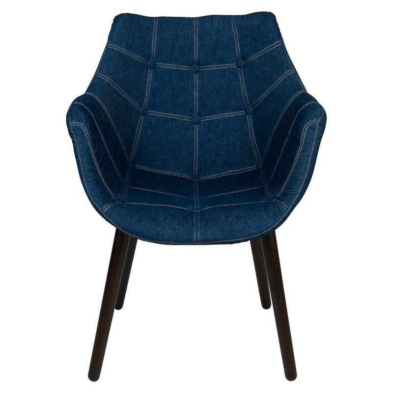 LeisureMod Milburn Modern Accent Chair for Living Rooms, Offices, Lounges – Denim Fabric, Upholstered, Mid-Century Arm Chair