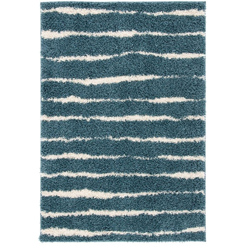Venus Shag VNS603 Power Loomed Indoor Area Rug - Turquoise/Ivory - 5'3"x7'6" - Safavieh