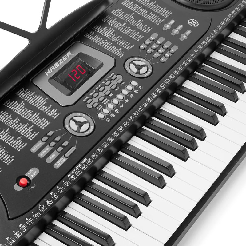 Hamzer 61 Key Keyboard Piano w/ Stand, Bench, Headphones, & Microphone - Set for Beginners