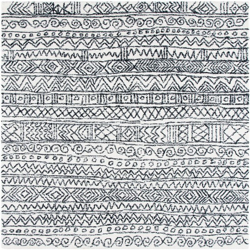 Micro-Loop MLP228 Hand Tufted Indoor Area Rug - Ivory/Black - 5'x5' - Safavieh