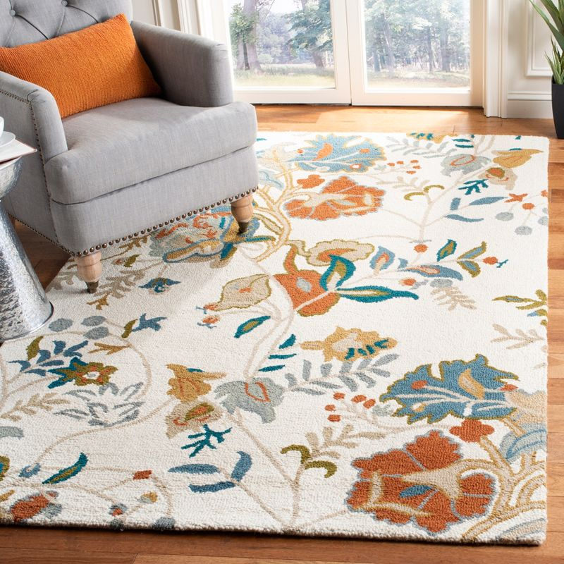 Blossom BLM975 Hand Tufted Indoor Area Rug - Ivory/Blue - 5'x8' - Safavieh