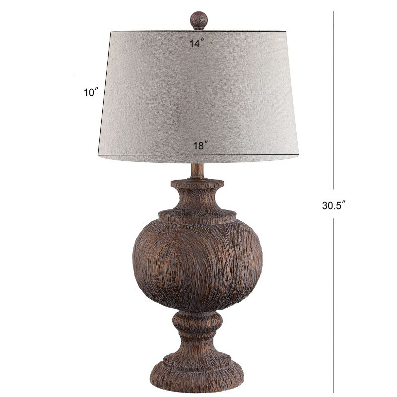 JONATHAN Y Scarlett 31" Resin LED Table Lamp, Dark Brown with Gray Shade